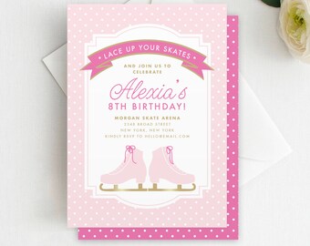 Printed Ice Skating Birthday Invitation, Ice Skating Party Invitation, Ice Skating Invite, Skating Party Invitation, Ice Skates Invitation