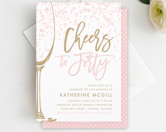 Plantilla de invitación para celebrar tu 40.º cumpleaños (descarga instantánea)