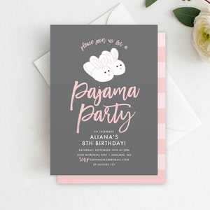 Printed Pajama Party Birthday Invitation, Slumber Party Invite, Sleepover Invitation, Sleepover Invitation, Slumber Party, PJ Party, Pyjama