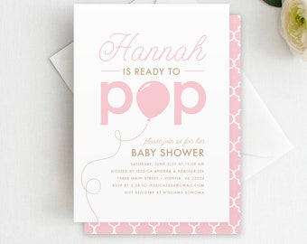 Printed Ready to Pop Baby Shower Invitation: Unisex Balloon Design