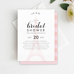 Parisian Bridal Shower Invitation Template, Paris Theme, Paris Bridal Shower, Eiffel Tower Shower Invitation, French, Instant Download, BRD1