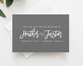 Printed Heart Save the Dates, Magnet, Postcard, Handwritten Save the Date Magnet, Wedding Magnet, Wedding Save the Date, Cheap Save the Date