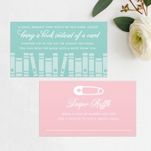 Bring a Book Instead of a Card, Diaper Raffle Card, Mermaid Baby Shower Extras, Diaper Raffle Card, Bring a Book Card, PRINTED 3.5x2 Cards