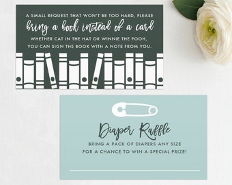 Bring a Book Instead of a Card Diaper Raffle Card, Mountain Baby Shower Extras, Bring a Book Card, 3.5x2 Template, Instant Download, BAB1