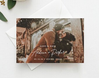 Minimalist Photo Save the Date: Modern Wedding Announcement, Magnet or Card