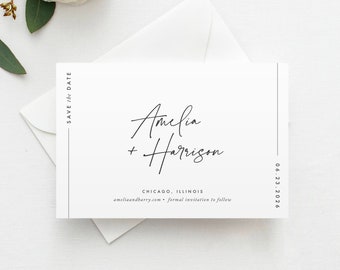 Printed Minimal Save the Date Postcard, Magnet Save the Date,  Minimal Save the Date, Minimalist Simple Wedding Announcement