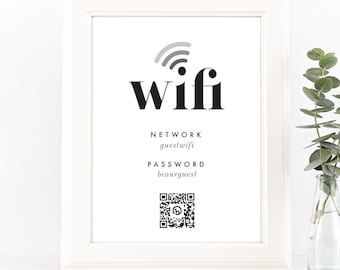 WIFI Password Sign Printable, Wifi Sign, WIFI Password Sign, Editable WiFi Sign, 8x10, 8.5x11, 4x6, 5x7, Editable, Instant Download, MHD1