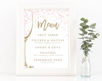 Bubbly Brunch Menu Template: Bridal Shower, Champagne Party (Instant Download)