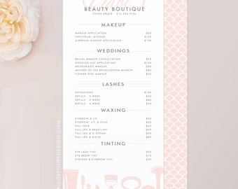 salon price menu etsy