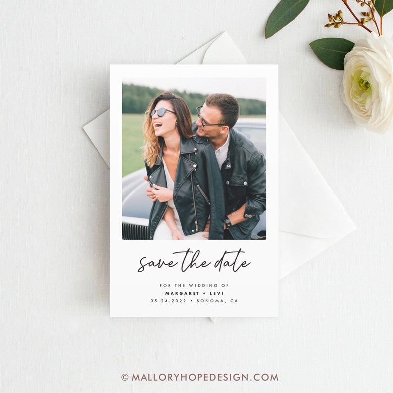 Printed Wedding Save the Date, Modern Photo Save the Date Magnet, Postcard, Photo Save the Date, Photo Magnet, Wedding Save the Date, P1 image 3