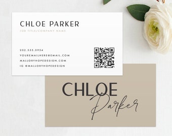 Printed Modern Business Card: Minimalist Contact Card with QR Code