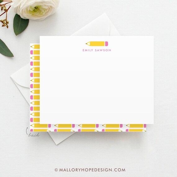 Personalized Teacher Stationery Set: Printed Note Cards