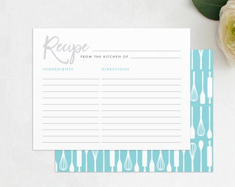 Mixer Recipe Card, Recipe card Kitchen Bridal Shower, Cooking Shower Recipe Card, Stock the Kitchen Shower Template, Instant Download, BRD1