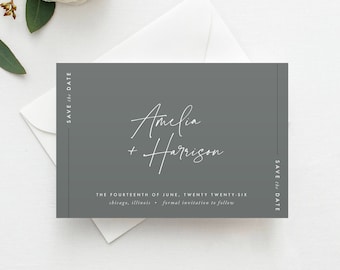 Minimal Save the Date Template, Save the Date Download, Wedding Save the Date, Black & White Wedding, Save the Date, Instant Download, SAV1