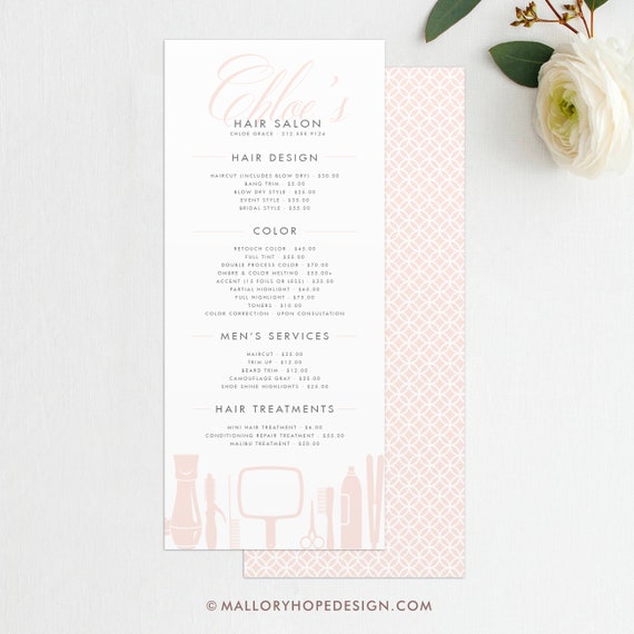 Grace Hairstylist Or Barber Services Menu Salon Price List Etsy
