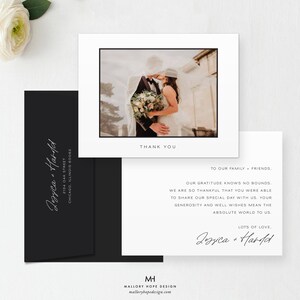 Carte de remerciement de mariage, ensemble de papeterie, remerciement pour jeunes mariés, carte de remerciement avec photo de mariage, remerciement pour la mariée, carte de remerciement personnalisée, P1