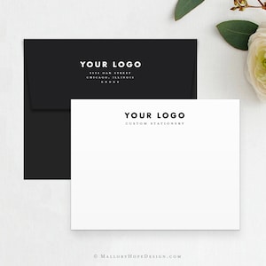 Logo Stationery Set, Add your logo to make custom stationery, Custom Note Card Set, Note Card with Envelope, Customize with Name or Logo