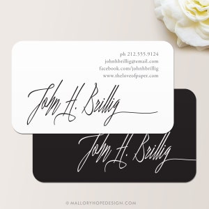 Signature Script Business Card, Calling Card, Mommy Card, Contact Card, Calling Cards, Business Cards, Masculine Business Cards