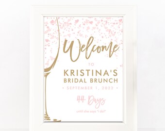 Bubbly Bridal Shower Welcome Sign Template: Champagne Brunch (Instant Download)