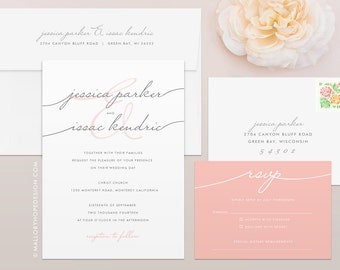 Handwriting Calligraphy Wedding Invitation & RSVP Set
