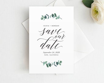 Eucalyptus Save the Date Template, Greenery Save the Date, Save the Date Card, Greenery Save the Date Template, Instant Download, SAV1