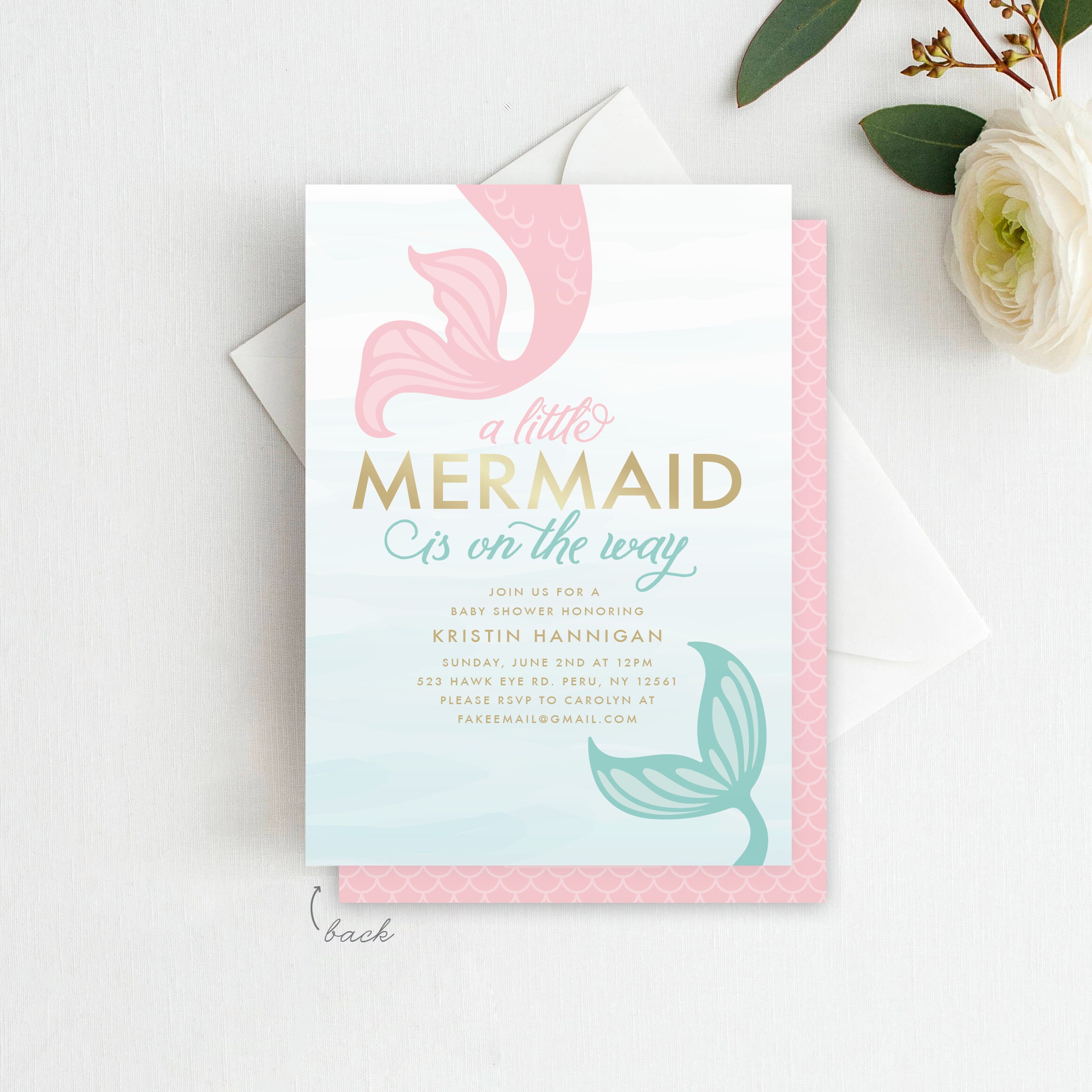 Printed Little Mermaid Baby Shower Invitation Mermaid Baby - Etsy