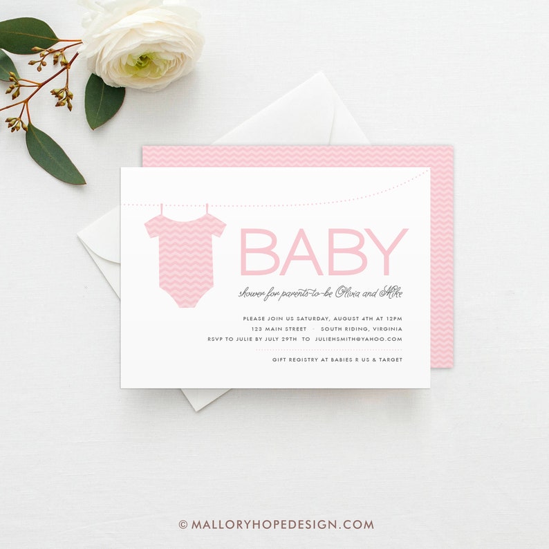 Boy Baby Shower Boy Shower Invitation Printed Onesie Baby Shower Invitation Girl Shower Invitation Girl Baby Shower Gender Neutral