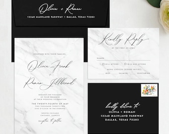 Marble Wedding Invitation Template Suite, Marble Wedding Invitation Template Download, Wedding Invitations, Template, Instant Download, MHD1