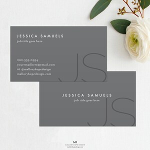 Initials Business Card Template, Minimal Business Card, Chic Business Card, Minimalistic Business Card, Grey Business Cards, BUS1