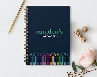 Kids Personalized Sketchbook or Journal, Custom Drawing Art Pad Books with Name