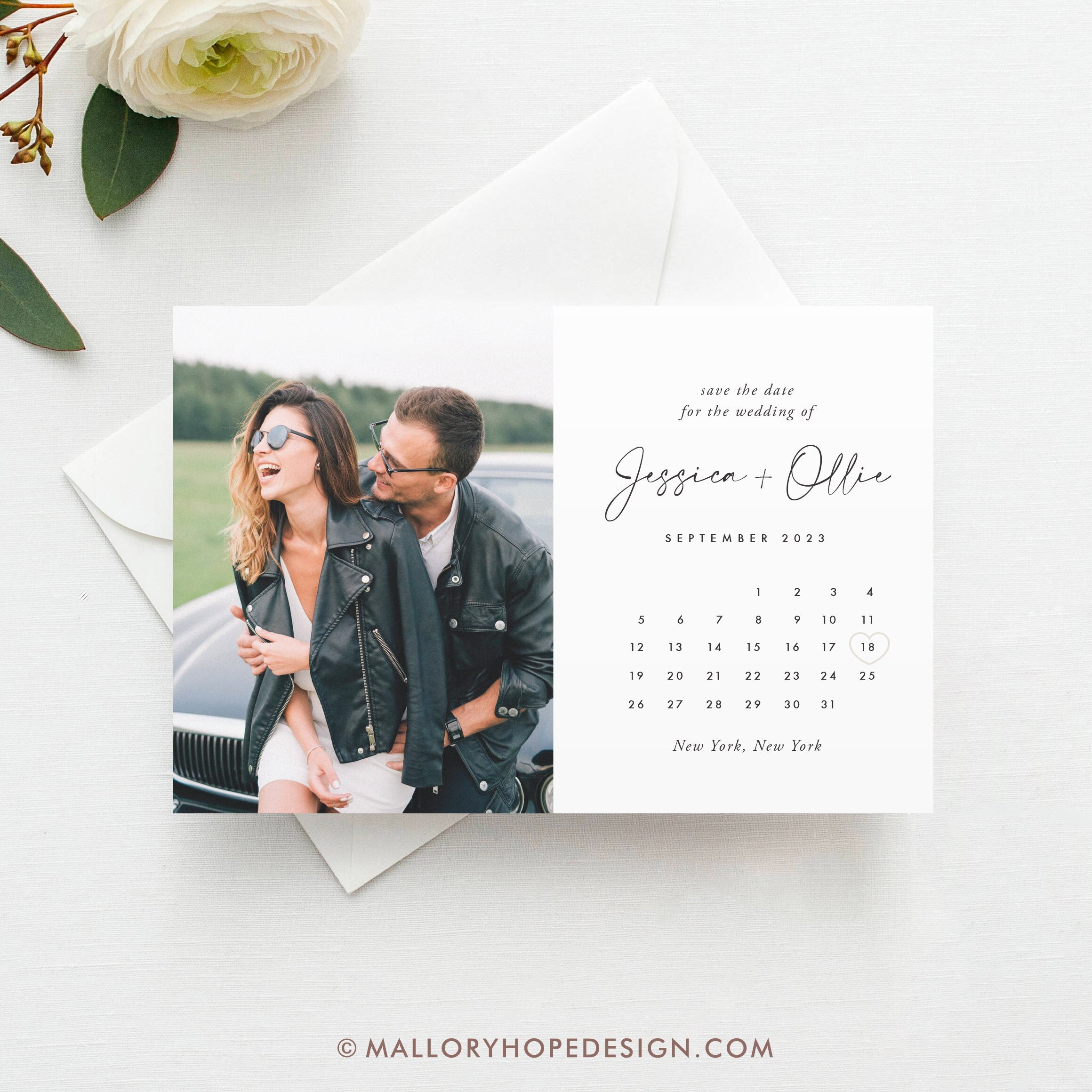 Minimal Calendar Save the Date with Photo, Photo Save the Date, Save the Date Magnet, Calendar Save the Date, Save the Date Postcard, Marker