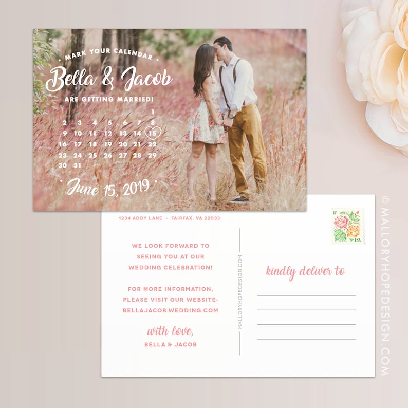 Mark Your Calendar Save the Date Postcard Flat Card Etsy