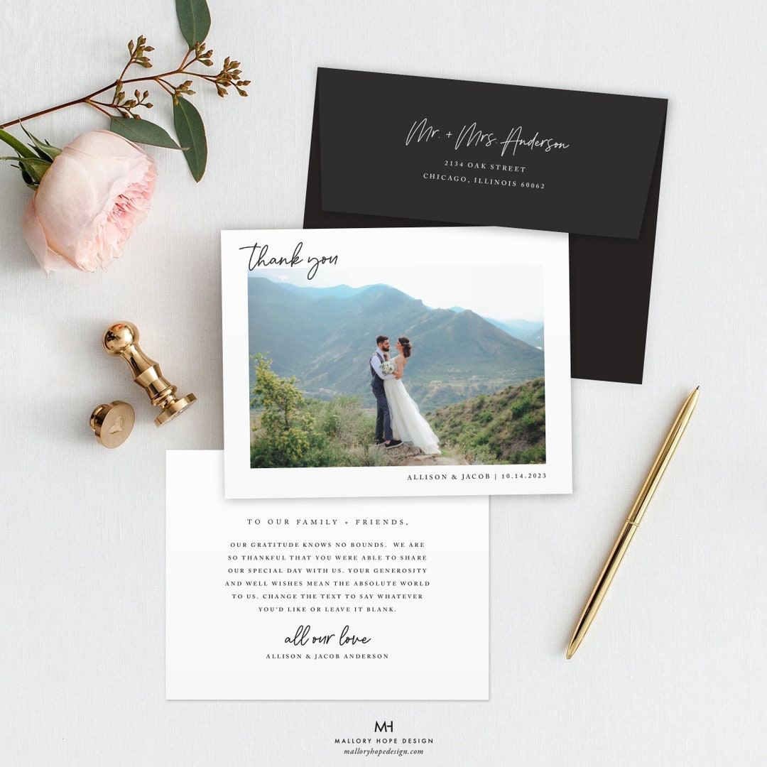 Personalized Wedding Photo Thank You Cards: Newlywed Stationery Set - Etsy
