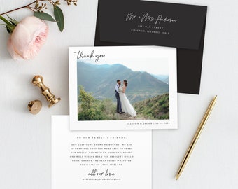 Personalized Wedding Photo Thank You Cards: Newlywed Stationery Set