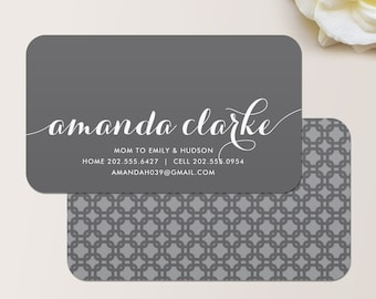 Flowing Script Business Card, Calling Card, Mommy Card, Contact Card, Interior Designer, Event Planner, Calling Cards, Business Cards