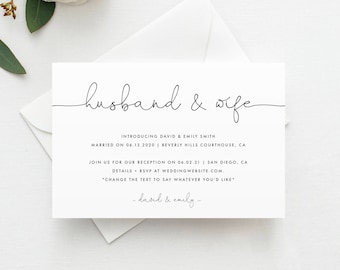 Printed Elopement Announcement Card, Change the Date, Minimal Change of Plans, Postponed Date, Wedding Postponement, Canceled Event