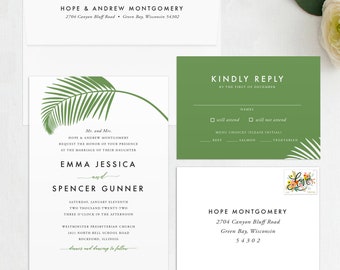 Tropical Wedding Invitation Template: Palm Leaf Design (Instant Download)