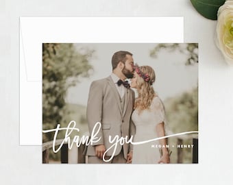 Handwritten Wedding Photo Thank You Card, Custom Bridal Thanks