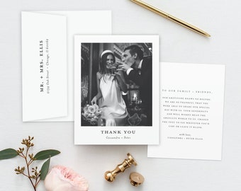 Photo Wedding Thank You Cards: Classic Newlywed Stationery Set