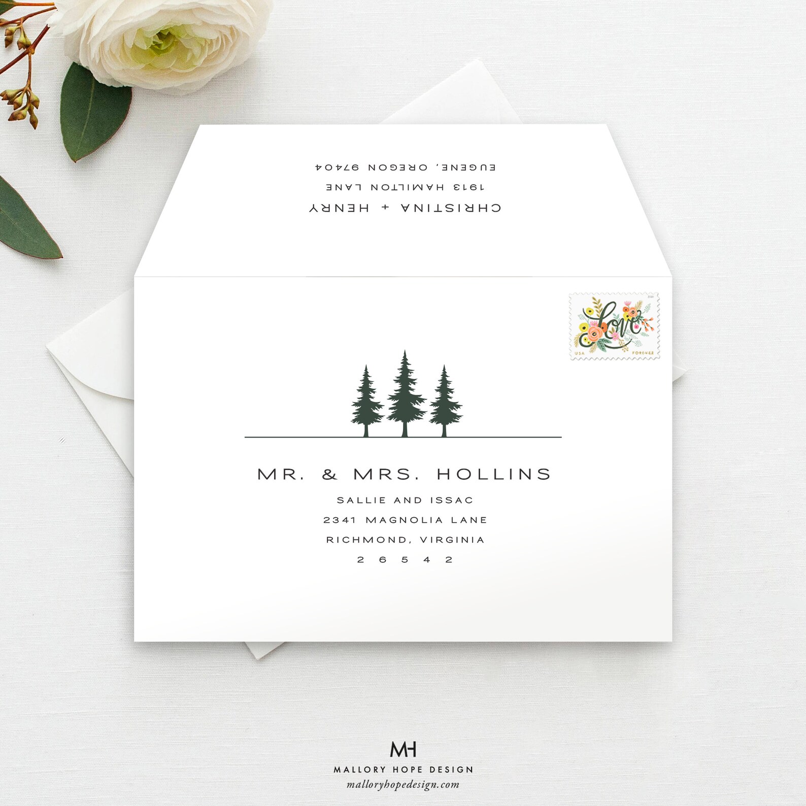 Pine Tree Envelope Template: Rustic Wedding DIY (digital Download) - Etsy