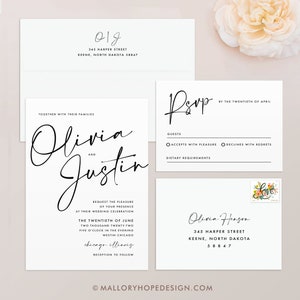 Marker Minimal Wedding Invitation Template, Wedding Invite Template Download, Wedding Invitation & RSVP Template, Instant Download, MHD1