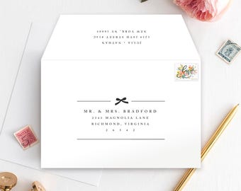 リボン型封筒テンプレート：DIYパーティー＆クリスマス封筒（各種サイズ）（デジタルダウンロード）