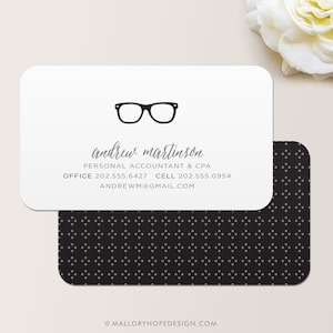 Nerd Glasses Business Card, Calling Card, Mommy Card, Contact Card, Accountant, CPA, Teacher, Tutor, Instructor, Business Cards