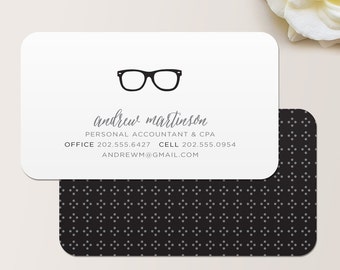 Nerd Glasses Business Card, Calling Card, Mommy Card, Contact Card, Accountant, CPA, Teacher, Tutor, Instructor, Business Cards