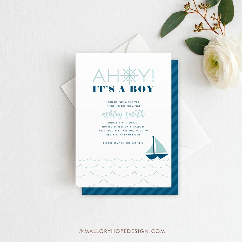 Ahoy It's a Boy Baby Shower Invitation Template Shower Etsy