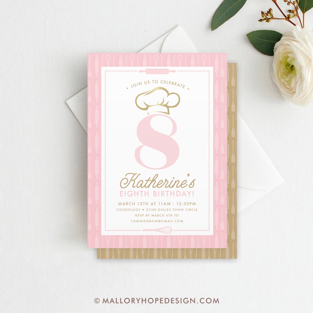 Printed Cooking Party Birthday Invitation, Cooking Invitation, Cooking ...
