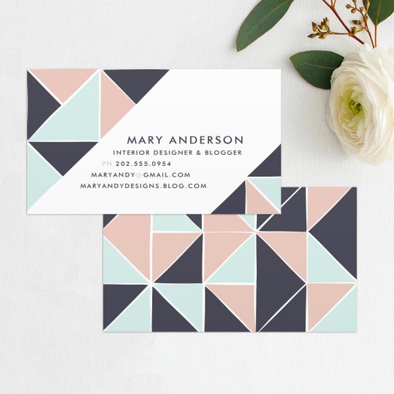 Geometric Business Card Calling Card Mommy Card Contact Card Interior Designer Calling Cards Business Cards Modern Business Cards