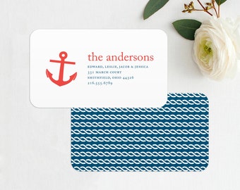 Anchor Business Card Family Contact Card, New England, Nautical, Calling Card, Family Business Card, Business Card Template, BUS1