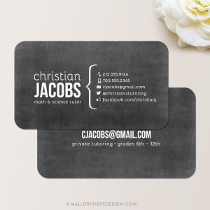 Chalkboard Business Card, Calling Card, Mommy Card, Contact Card, Teacher, Substitute Teacher, Tutor, Instructor, Business Cards