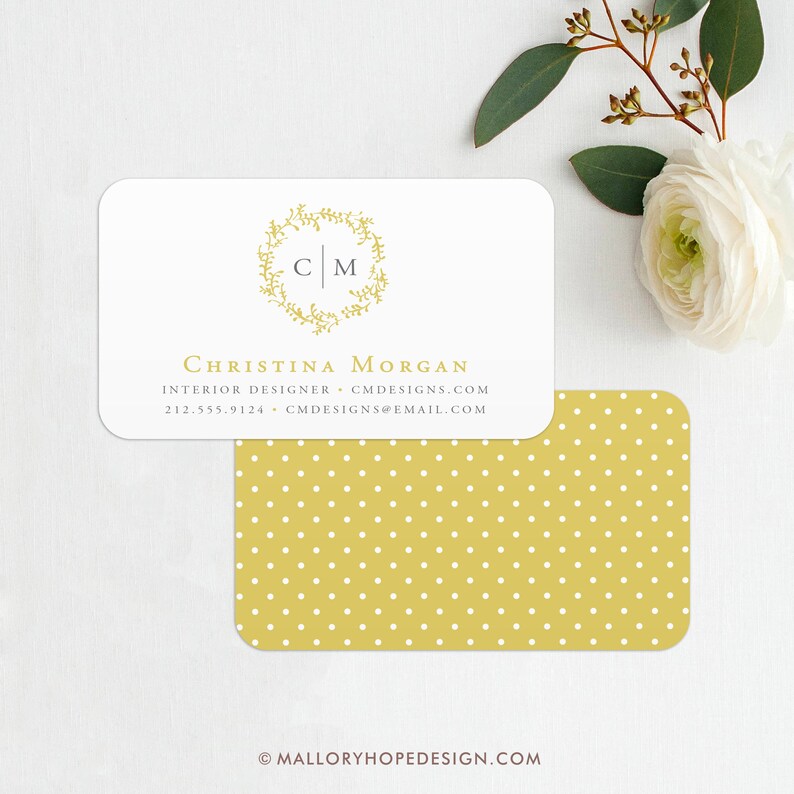 Wreath Business Card, Calling Card, Mommy Card, Contact Card, Interior Designer, Calling Cards, Business Cards, Modern Business Cards image 1